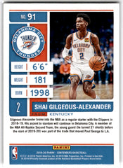2019 Panini Contenders Game Ticket Red Shai Gilgeous-Alexander Card 91