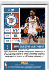 2019 Panini Contenders Game Ticket Shai Gilgeous-Alexander Card 91