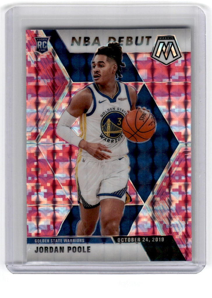 2019 Panini Mosaic Jordan Poole NBA Debut Pink Mosaic Card 261