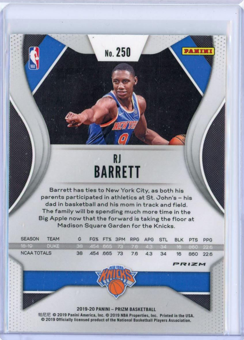 2019 Panini Prizm RJ Barrett Green RC Card 250