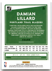 2020 Donruss Damian Lillard Portland Trail Blazers Card 28