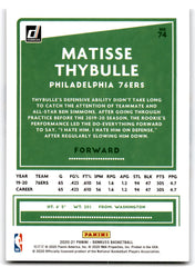 2020 Donruss Matisse Thybulle Philadelphia 76ers Card 74