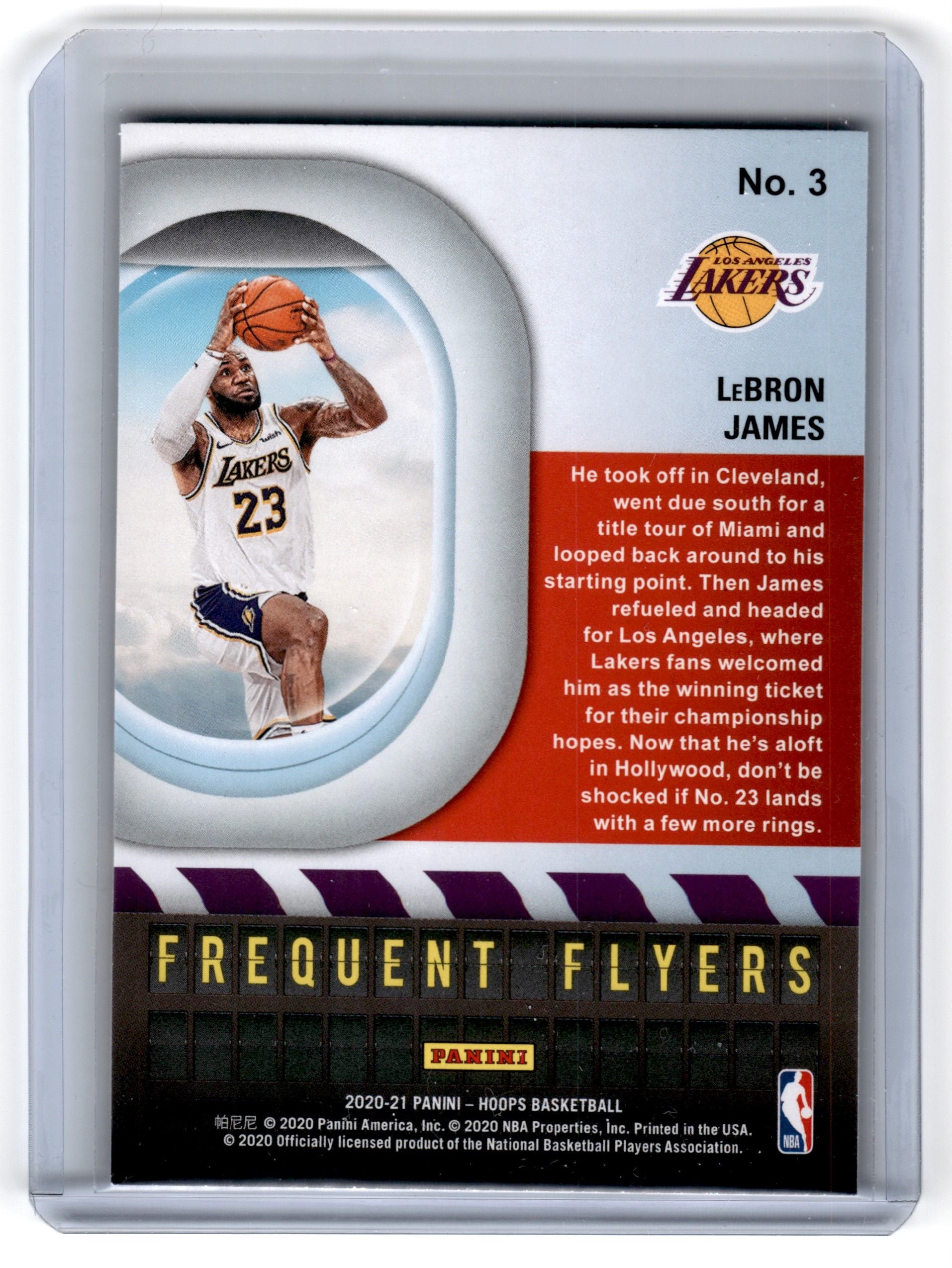 2020 Hoops Frequent Flyers LeBron James Los Angeles Lakers Card 3