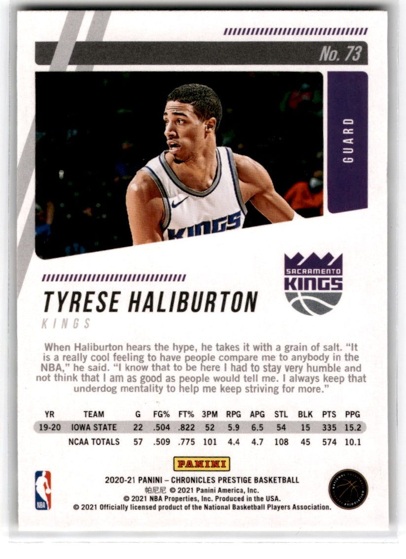 2020 Panini Chronicles Impact Tyrese Haliburton RC Card 73