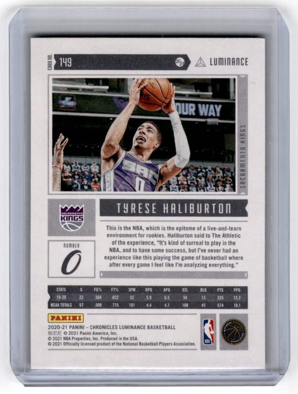 2020 Panini Chronicles Tyrese Haliburton RC Card 149