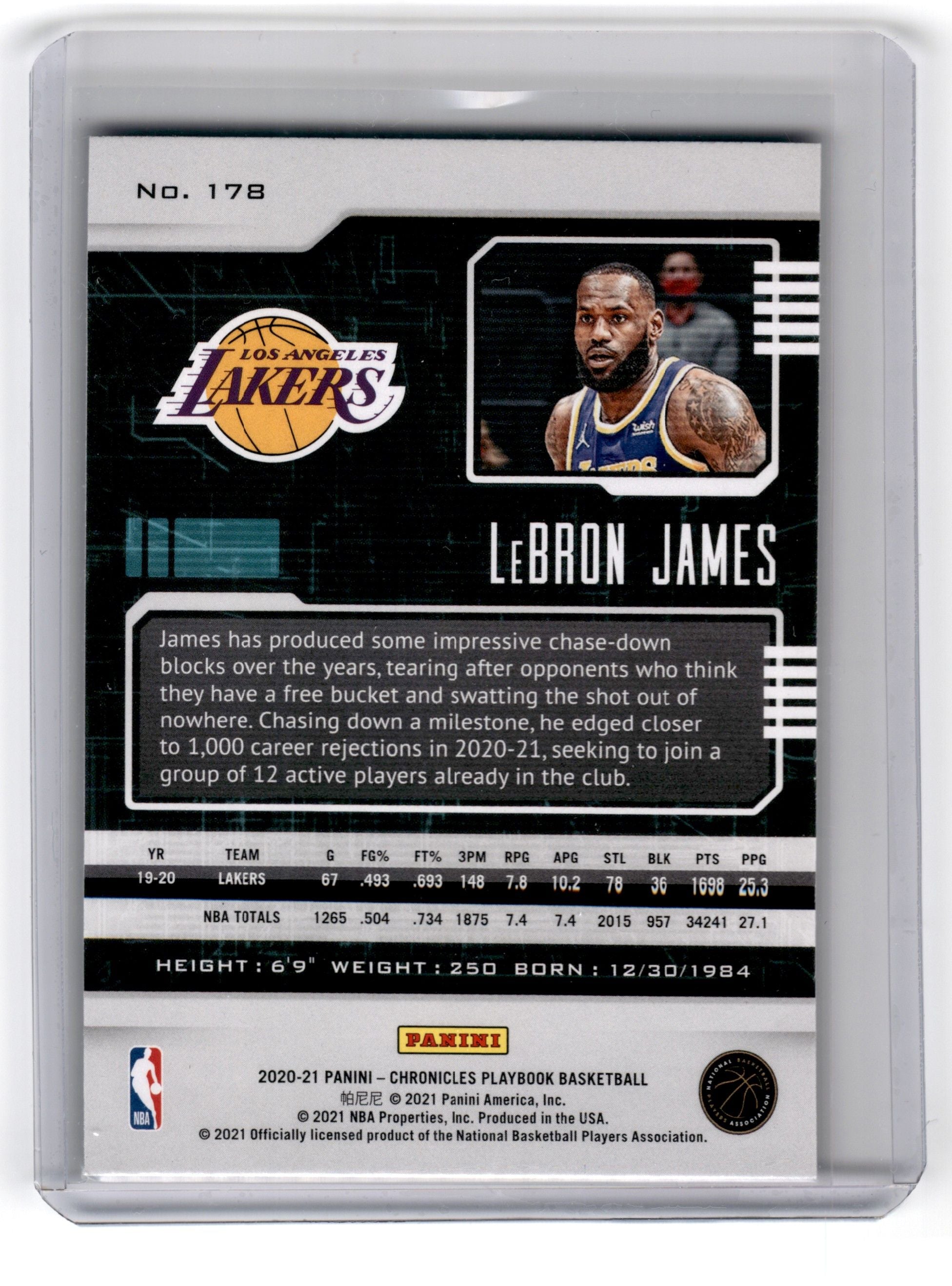 2020 Panini Chronicles LeBron James Los Angeles Lakers Card 178