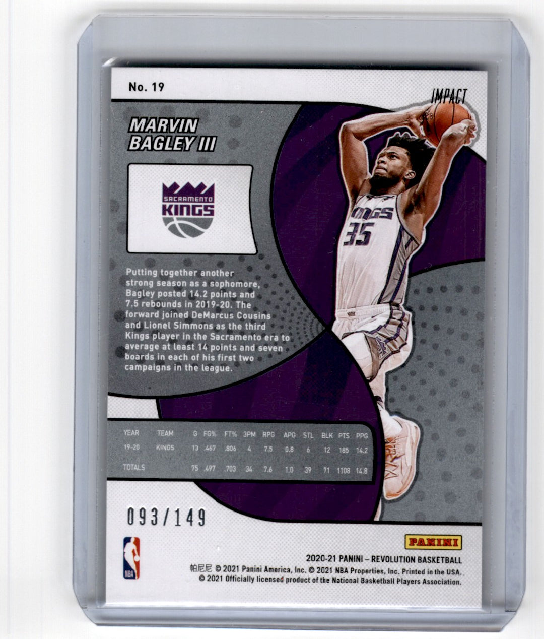 2020 Panini Revolution Impact Marvin Bagley III Card 19 /149