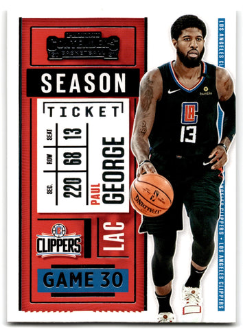 2020 Panini Contenders Game Ticket Bronze Paul George Los Angeles Clippers Card 50