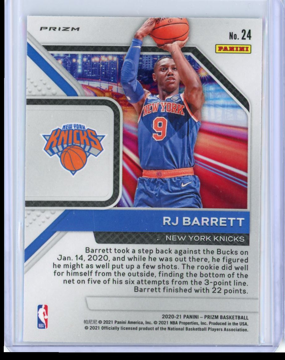2020 Panini Prizm Down Town Silver RJ Barrett Card 24