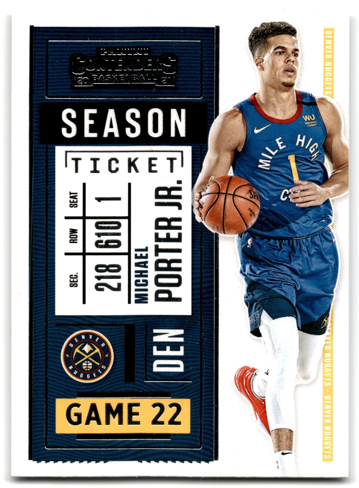2020 Panini Contenders Michael Porter Jr. Denver Nuggets Card 97