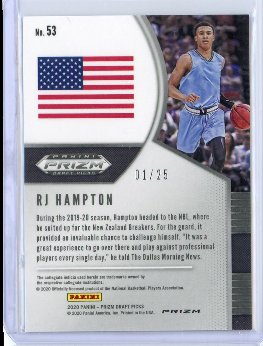 2020 Panini Prizm Draft Picks Collegiate RJ Hampton Pink Disco /25 Card 53