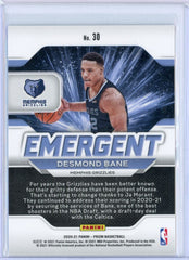 2020 Panini Prizm Emergent Desmond Bane Card 30