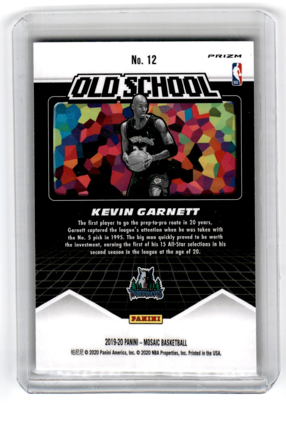 2019 Panini Mosaic Kevin Garnett Old School Silver Card 12
