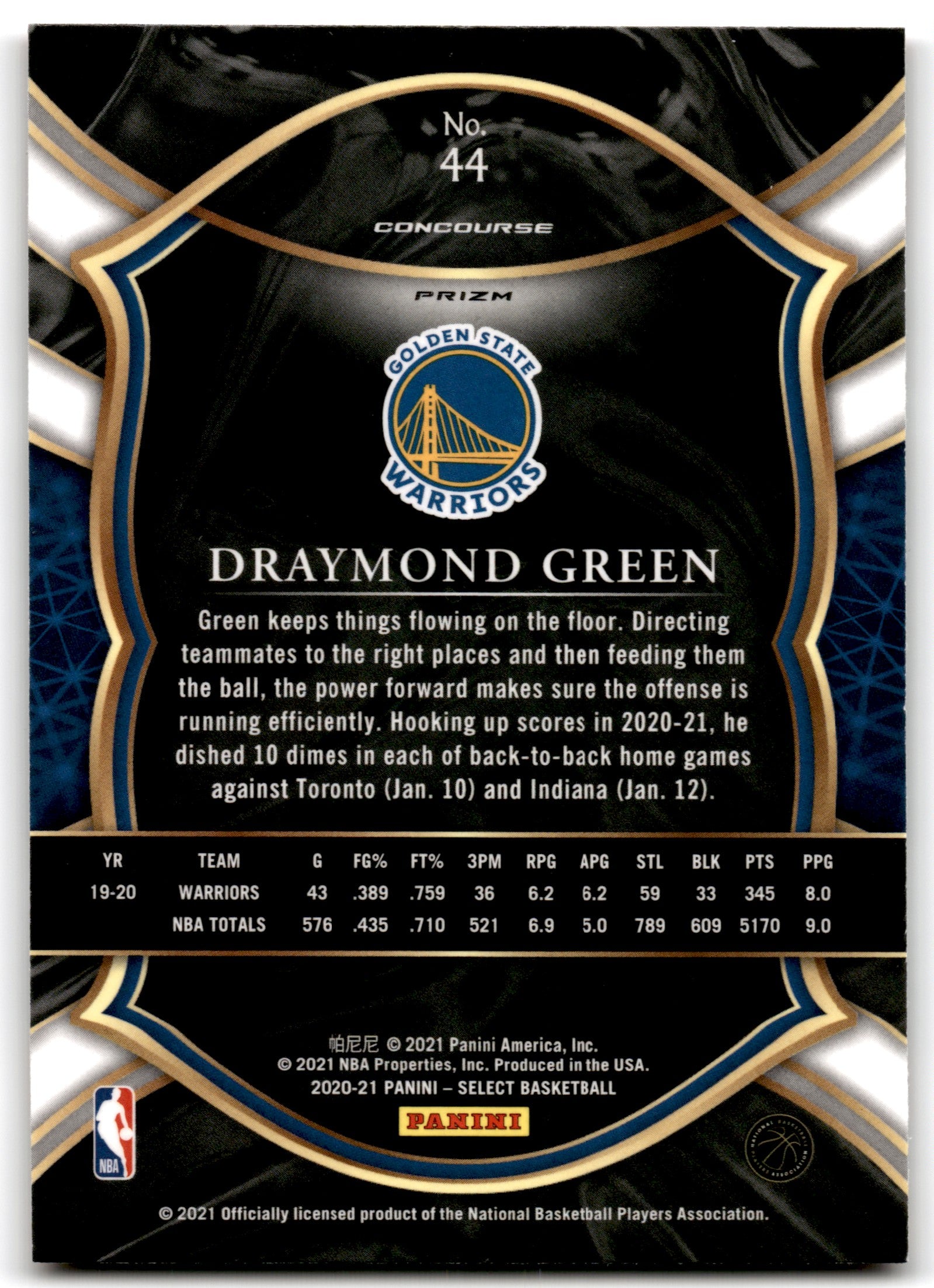 2020 Panini Select Draymond Green Red White Orange Prizm 44