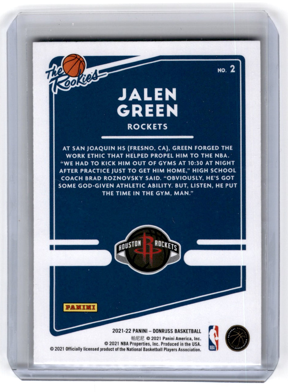 2021 Donruss The Rookies Jalen Green Card 2