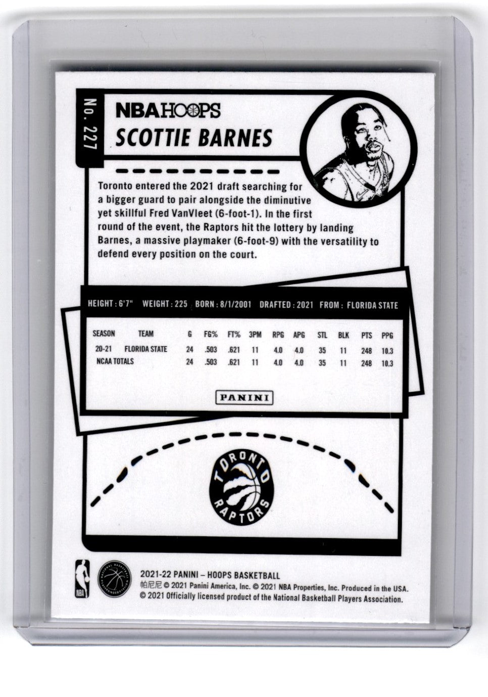 2021 Hoops Scottie Barnes RC Card 227