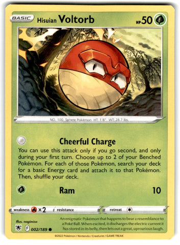 2022 Sword & Shield - Astral Radiance Hisuian Voltorb Card 2 Default Title