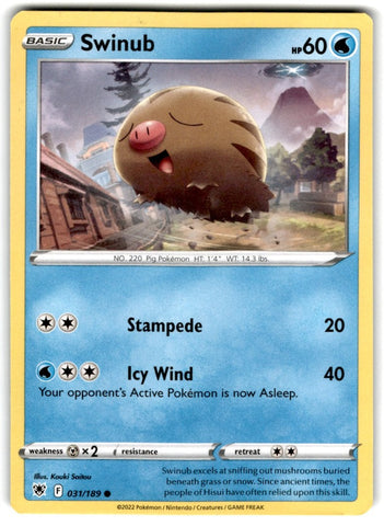 2022 Sword & Shield - Astral Radiance Swinub Card 31 Default Title