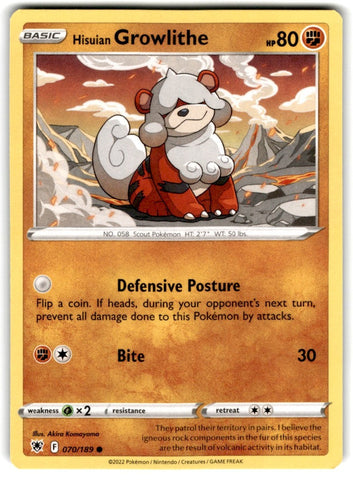 2022 Sword & Shield - Astral Radiance Hisuian Growlithe Card 70 Default Title
