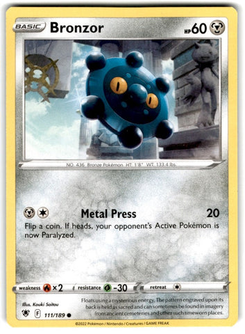 2022 Sword & Shield - Astral Radiance Bronzor Card 111 Default Title