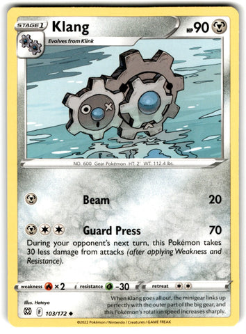 2022 Pokemon Sword & Shield - Brilliant Stars Klang Card 103 Default Title