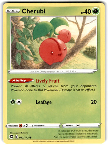 2022 Pokemon Sword & Shield - Brilliant Stars Cherubi Card 12 Default Title