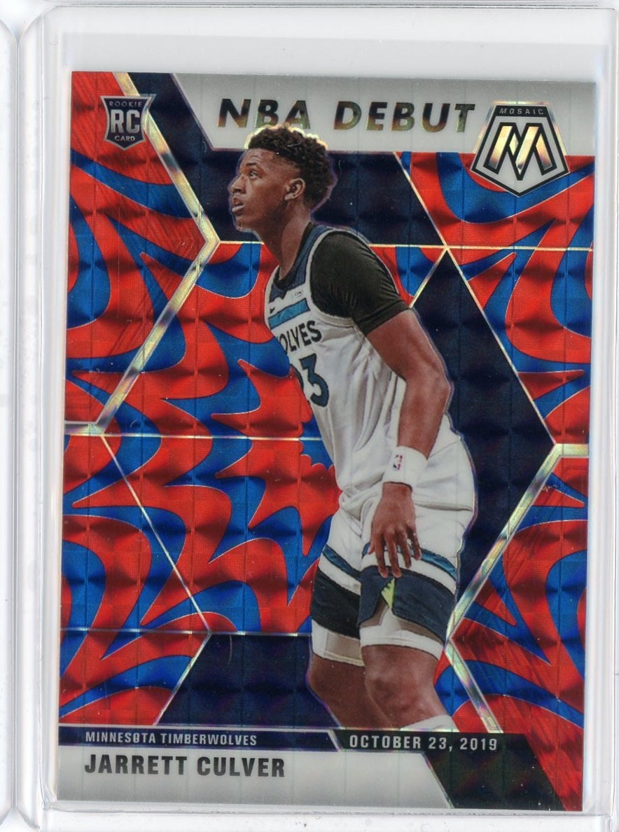 2019-2020 Panini Mosaic Basketball Jarrett Culver NBA Debut Blue Reactive Prizm RC Card #263