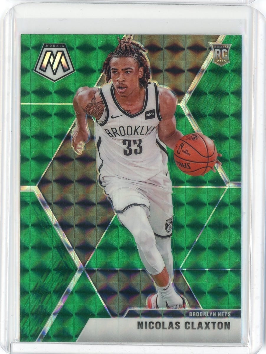 2019-2020 Panini Mosaic Basketball Nicholas Claxton Green Prizm Card #236