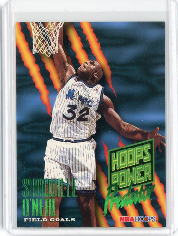 1995-96 NBA Hoops Basketball Shaquille O'Neal Hoops Power Predator Card #P-3