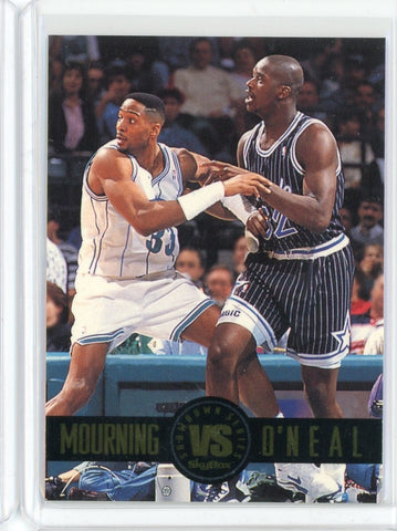 1993-94 Skybox Basketball Shaquille O'Neal Alonzo Mourning Card #SS3