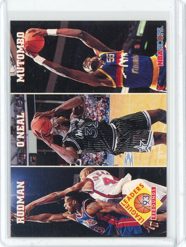 1993-94 NBA Hoops Basketball League Leaders Shaq Rodman Mutombo Card #284