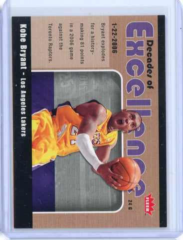 2007-08 Fleer  Basketball Kobe Bryant Decades of Excellence Card #15