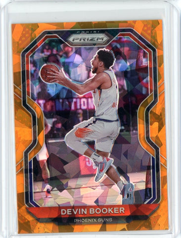 2020-21 Panini Prizm Basketball Devin Booker Orange Cracked Ice Prizm Card #214