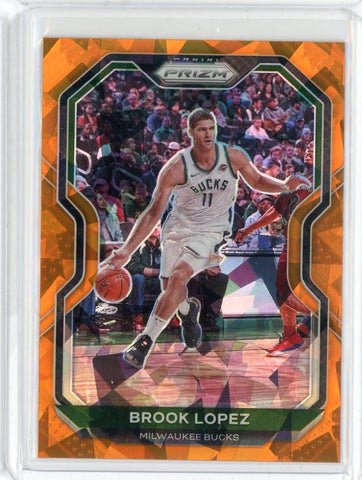 2020-21 Panini Prizm Basketball Brook Lopez Orange Cracked Ice Prizm Card #29