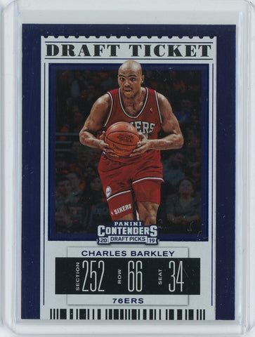 2019-20 Panini Contenders Basketball Charles Barkley Draft Ticket Blue Foil Card #7