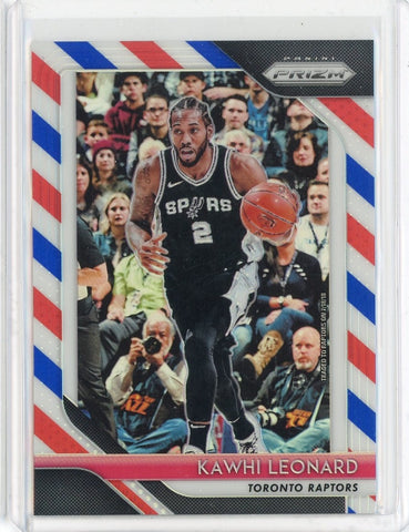 2018-19 Panini Prizm Basketball Kawhi Leonard Red White Blue Prizm Card #53