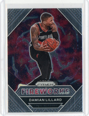 2020-21 Panini Prizm Basketball Damian Lillard Fireworks Card #18