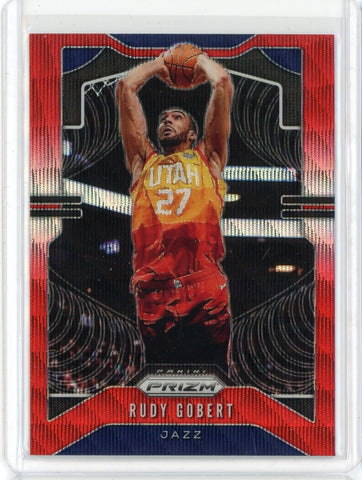 2019-20 Panini Prizm Basketball Rudy Gobert Red Wave Prizm Card #168