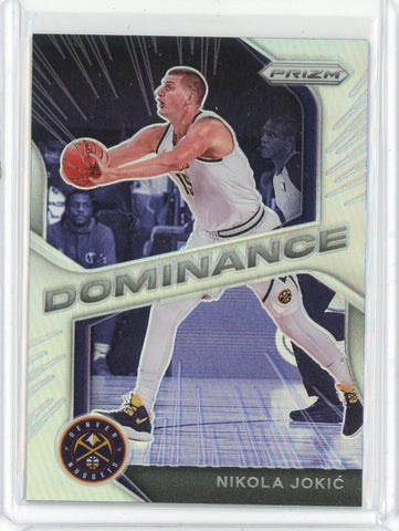 2020-21 Panini Prizm Basketball Nikola Jokic Silver Prizm Dominance Card #19