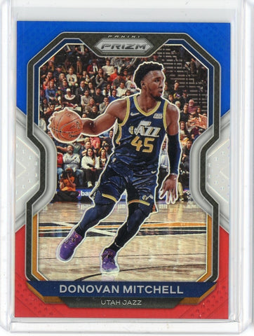 2020-21 Panini Prizm Basketball Donovon Mitchell Red White Blue Prizm Card #67