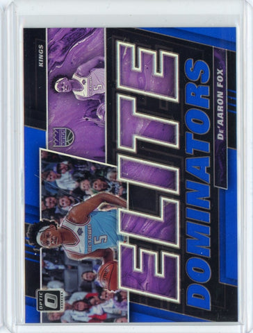 2019-20 Panini Donruss Optic Basketball De'Aaron Fox Elite Dominators Blue Card #9 /49