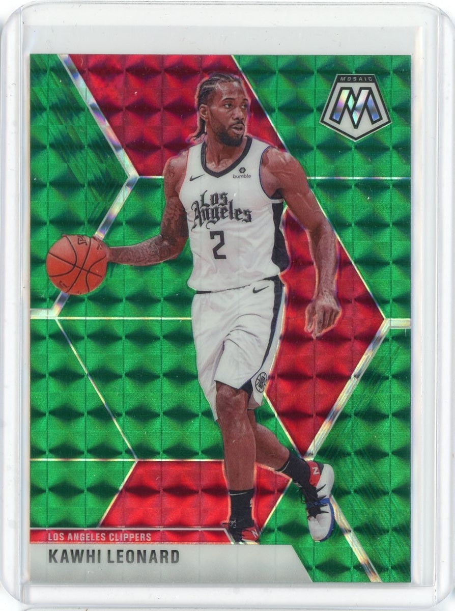 2019-20 Panini Mosaic Basketball Kawhi Leonard Green Prizm Card #78