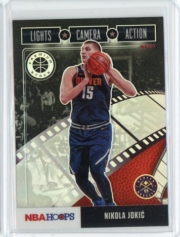 2019-20 Panini NBA Hoops Premium Basketball Nikola Jokic Lights Camera Action Silver Prizm Card #293