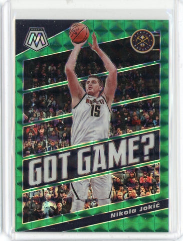 2019-20 Panini Mosaic Basketball Nikola Jokic Got Game? Green Prizm Card #19