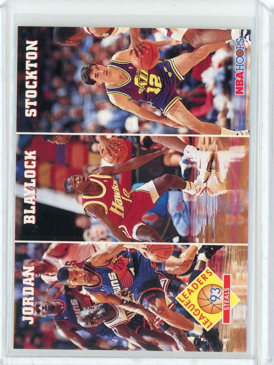 1993-94 Skybox Basketball League Leaders Michael Jordan Blaylock Stockton Card #289