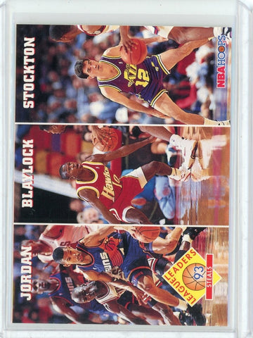 1993-94 Skybox Basketball League Leaders Michael Jordan Blaylock Stockton Card #289