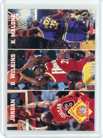1993-94 Skybox Basketball League Leaders Michael Jordan Wilkins Malone Card #283