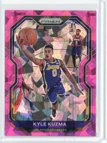 2020-21 Panini Prizm Basketball Kyle Kuzma Pink Cracked Ice Prizm Card #244