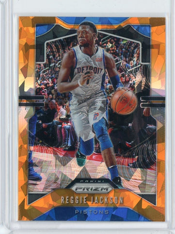 2019-20 Panini Prizm Basketball Reggie Jackson Orange Cracked Ice Prizm Card #95