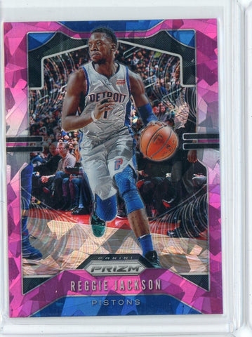 2019-20 Panini Prizm Basketball Reggie Jackson Pink Cracked Ice Prizm Card #95